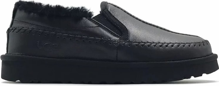 UGG Mens Stitch Slip On Leather Black