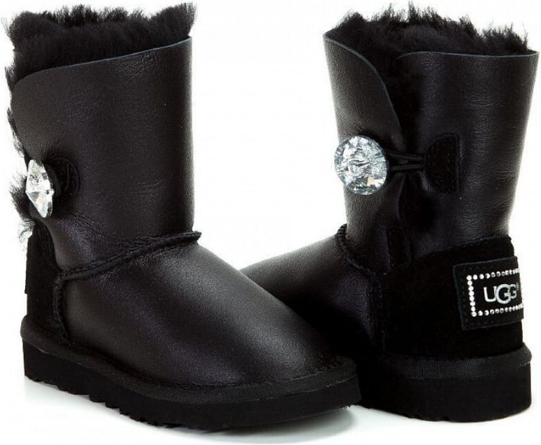 UGG Kids Bailey Button Bling Metallic Black