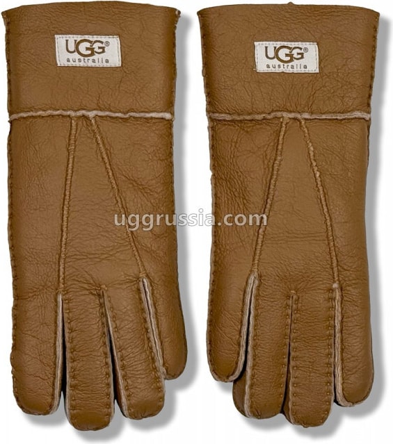 UGG Женские Кожаные Перчатки Коричневые